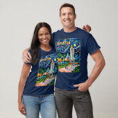 Houston Skyline Space Center Rocket Van Gogh Kids Tシャツ (ユニセックス)