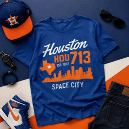 Houston Texas 713 Space City Skyline Tシャツ