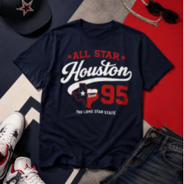 Houston Texas All Star 95 Vintage Sports Graphic Tシャツ