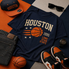 Houston Texas Basketball Vintage Sports Fan Tシャツ