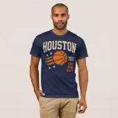 Houston Texas Basketball Vintage Sports Fan Tシャツ (正面フル)