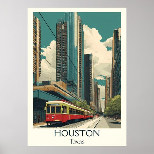 Houston Texas City Skyline Tram ポスター (正面)