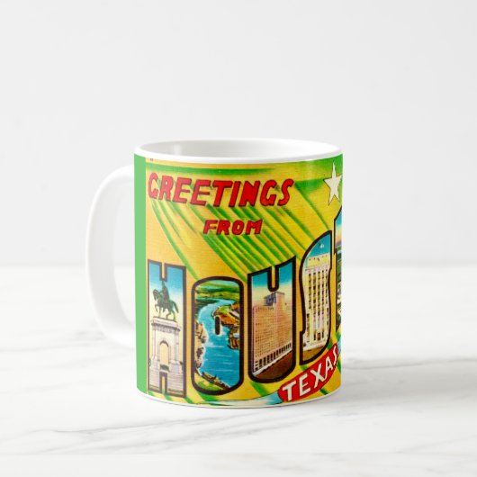 Houston Texas Greeting Postcard Mug コーヒーマグカップ (正面左)