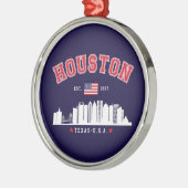 Houston Texas Modern Skyline Design メタルオーナメント (左)