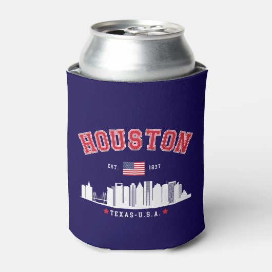 Houston Texas Modern Skyline Design 缶クーラー (缶正面)