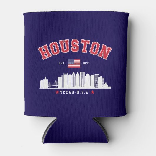 Houston Texas Modern Skyline Design 缶クーラー (正面)