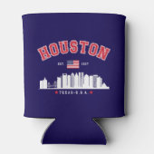 Houston Texas Modern Skyline Design 缶クーラー (裏面)