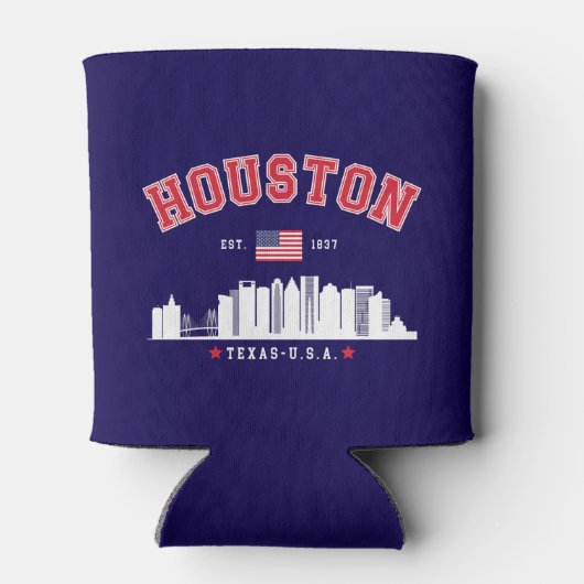 Houston Texas Modern Skyline Design 缶クーラー (裏面)
