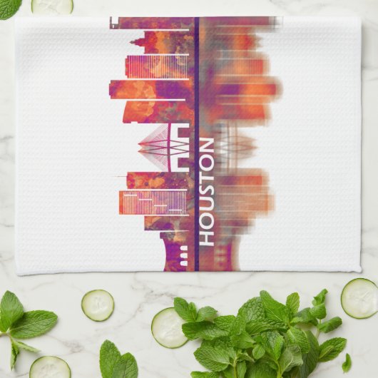 Houston Texas Skyline キッチンタオル (折り畳み)