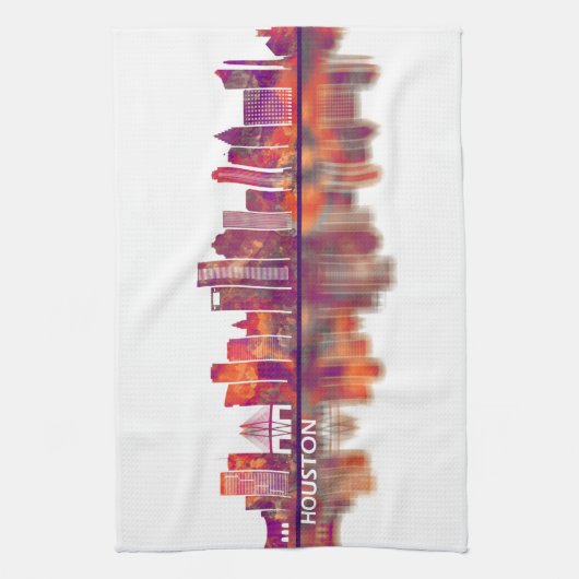 Houston Texas Skyline キッチンタオル (縦)