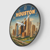 Houston Texas Skyline ラージ壁時計 (傾斜)