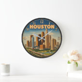 Houston Texas Skyline ラージ壁時計 (ホーム)