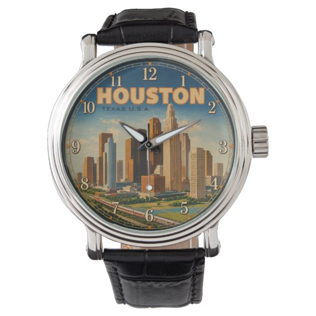 Houston Texas Skyline  腕時計 (正面)