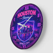 Houston Texas Space City ラージ壁時計 (傾斜)