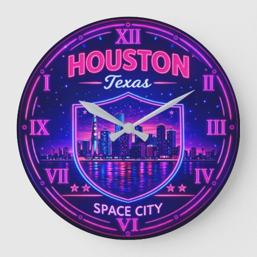 Houston Texas Space City ラージ壁時計 (正面)