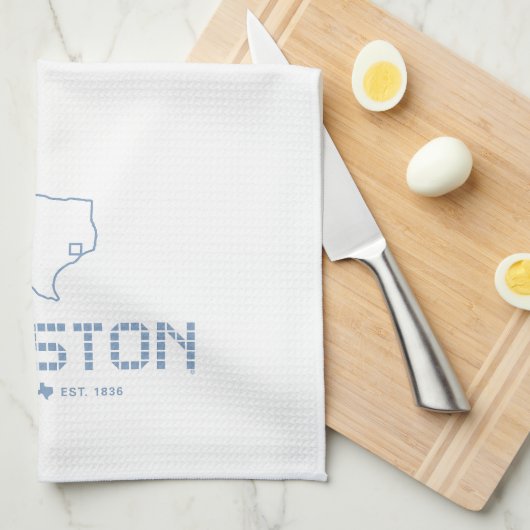 Houston & Texas Tile, Blue Tile, Houston Texas キッチンタオル (四つ折り)
