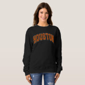 Houston Texas TX Varsity Style Orange Font スウェットシャツ (正面フル)