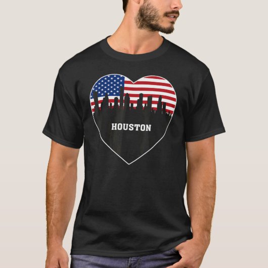 Houston Texas Watercolor Skyline Home State Tシャツ (正面)