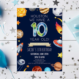 Houston We Have A 10 Year Old 10th Birthday Party 招待状