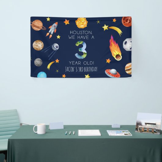 Houston We Have A 3 Year Old 3rd Birthday Party 横断幕 (トレードショー)