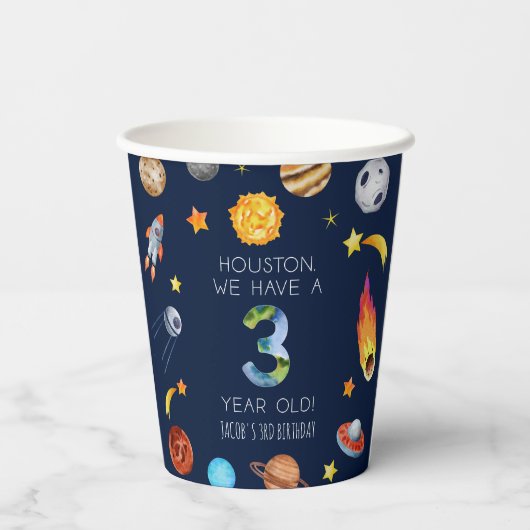 Houston We Have A 3 Year Old 3rd Birthday Party 紙コップ (裏面)