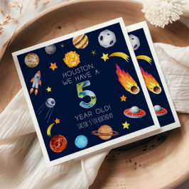 Houston We Have A 5 Year Old 5th Birthday Party スタンダードカクテルナプキン