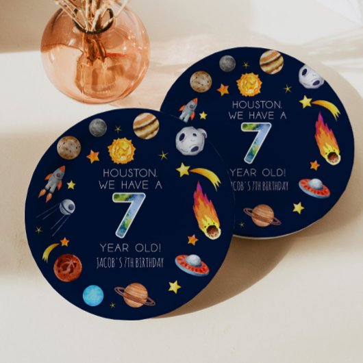 Houston We Have A 7 Year Old 7th Birthday Party ペーパープレート