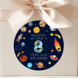 Houston We Have A 8 Year Old 8th Birthday Party ラウンドシール