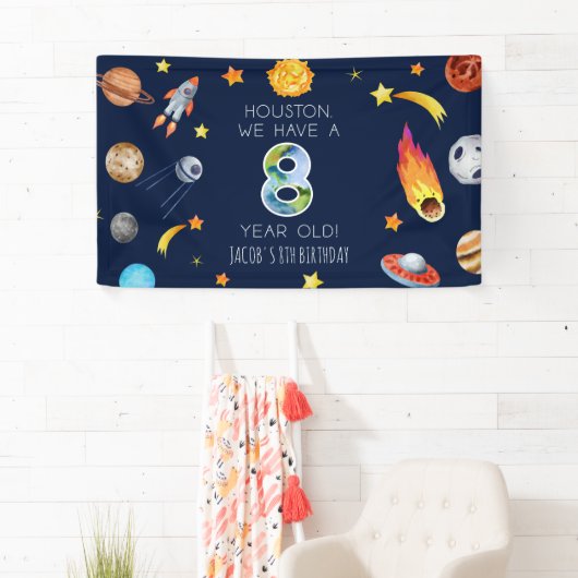 Houston We Have A 8 Year Old 8th Birthday Party 横断幕 (インサイチュ)