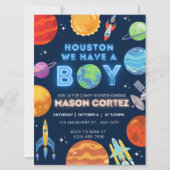 Houston We Have A Boy Outer Space Invitation Baby  (正面)