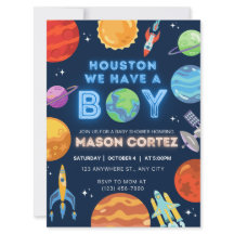 Houston We Have A Boy Outer Space Invitation Baby 
