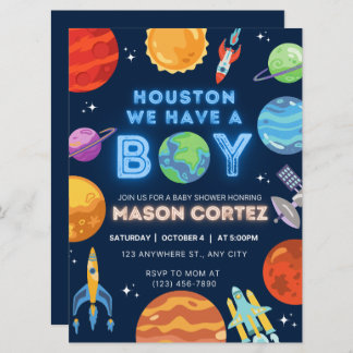 Houston We Have A Boy Outer Space Invitation Baby 