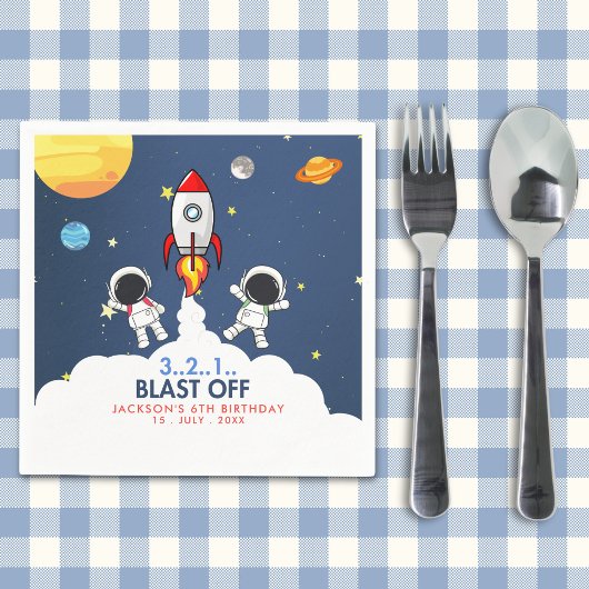 "Houston, We Have a Party!" Birthday boy スタンダードカクテルナプキン