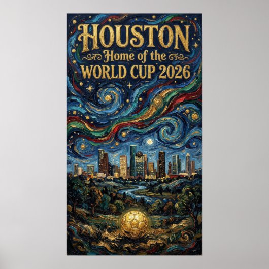 Houston World Cup 2026 Night Reflection Soccer ポスター (正面)