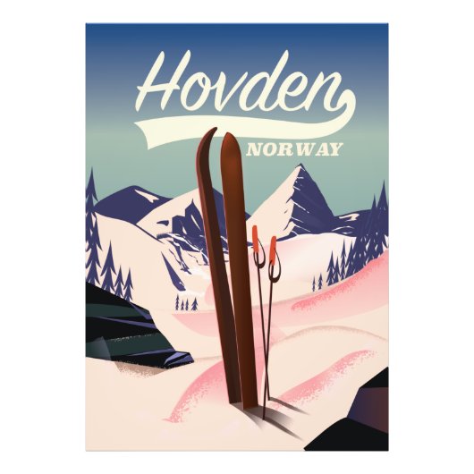 Hovden Norwayスキー旅行ポスター。 フォトプリント (正面)