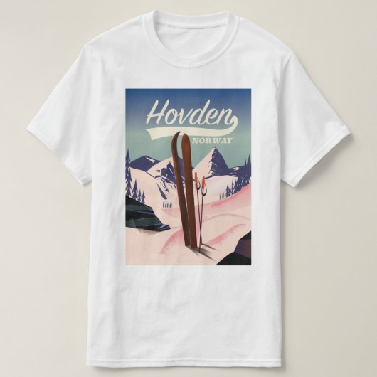 Hovden Norwayスキー旅行ポスター。 Tシャツ (デザイン正面)