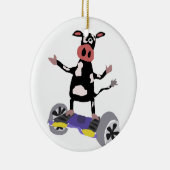 Hoverboardのおもしろいな白黒牛 セラミックオーナメント (右)