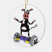 Hoverboardのおもしろいな白黒牛 セラミックオーナメント (左)