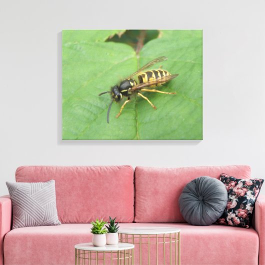 Hoverfly on a Leaf Canvas Print キャンバスプリント (インサイチュ (リビング))