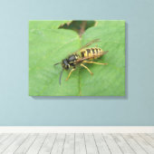 Hoverfly on a Leaf Canvas Print キャンバスプリント (インサイチュ (ウッドフロア))