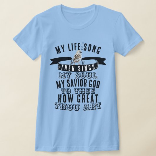 How 素晴らし Thou Art Hymnal - Music Notes and Bird Tシャツ (レイダウン)