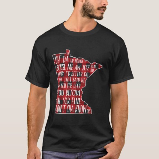 How 話 Minnesotan - Buffalo PlaidことわざとA Tシャツ (正面)