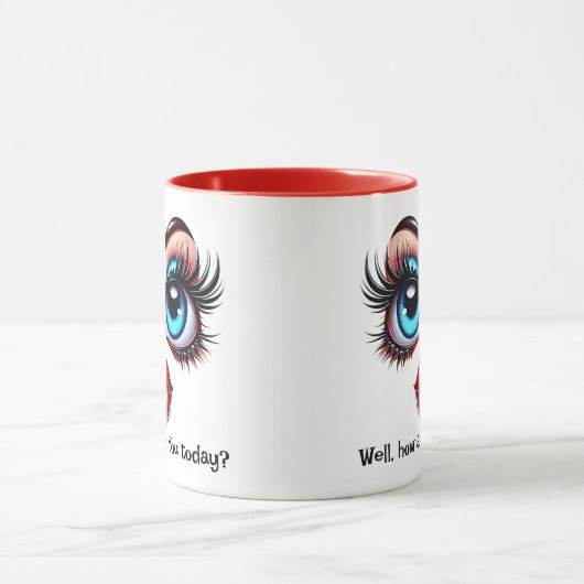 How Are You?  Add Name Message, Fabulous Eyes Face マグカップ (中央)