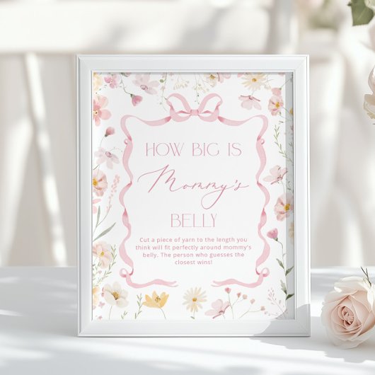 How big is belly Pink Wildflower Baby shower ポスター