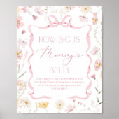 How big is belly Pink Wildflower Baby shower ポスター (正面)