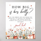 How big is her belly Merry Baby Shower Game sign ポスター (正面)