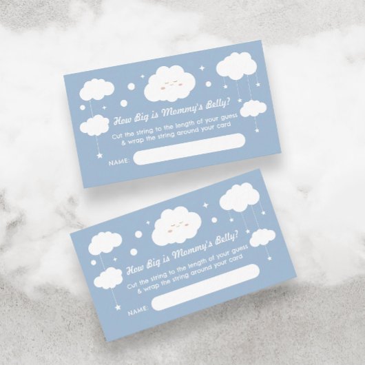 How Big is Mommy Belly Blue Cloud Baby Shower Game エンクロージャーカード