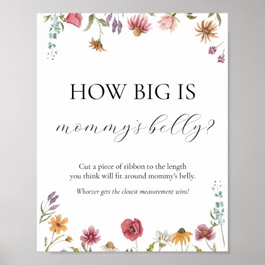 How Big is Mommy's Belly Baby Shower Game Sign ポスター (正面)