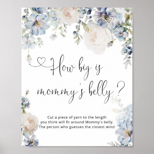 How Big Is Mommy's Belly Blueフローラベビーシャワー ポスター (正面)
