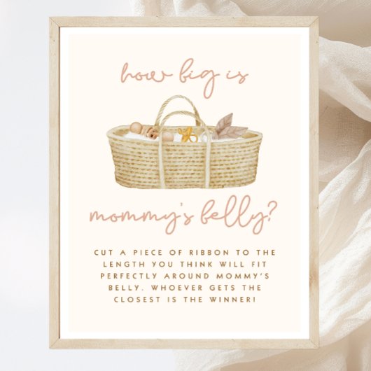 How Big is Mommy's Belly Boho Baby Shower Sign ポスター